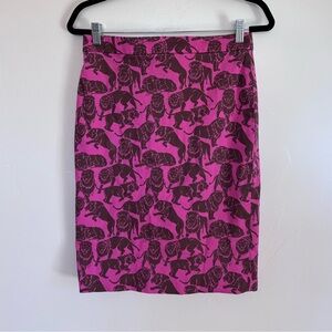J.Crew No. 2 Pink Lion Print Pencil Skirt | Size 4